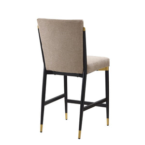 English Elm Modern Armless Counter Stools Set of 2 Upholstered Iron Frame with Gold Accents Black+Brown N771P345828H