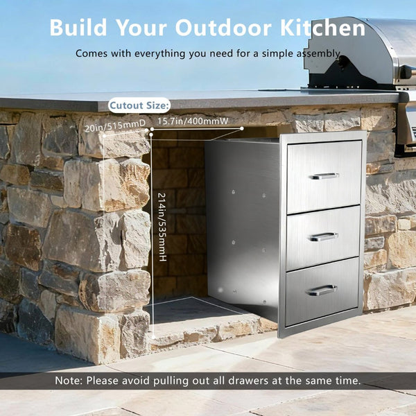 English Elm Stainless Steel Kitchen Organizer with Drawers and Built in Paper Towel Dispenser W5006P397549