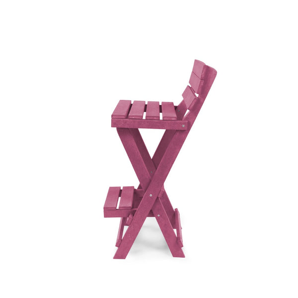 English Elm Harbor Point Recycled Hdpe Outdoor Folding Bar Stool Patio Deck All Season Seating Burgundy B2745P409650