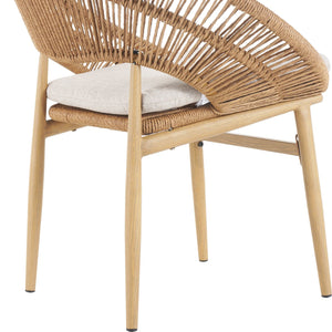 English Elm Christopher Knight Home® - Cyril Outdoor Patio 7-Piece Dining Set with Solid Acacia Table, Handwoven Rattan Chairs & Cushions Beige,Light Brown,Teak CYRIL7PCSDSETB