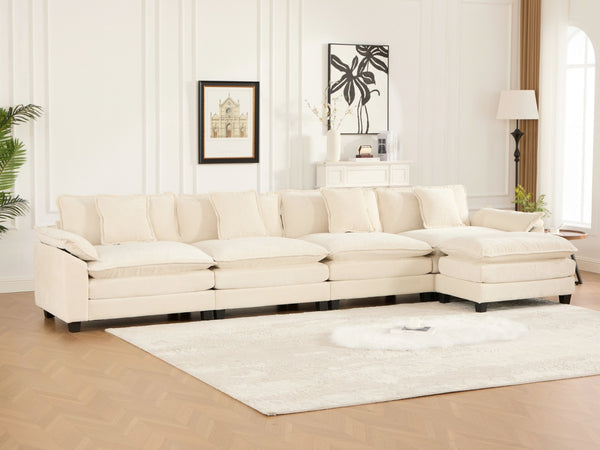 English Elm Wider 3-Seat Modern Sectional Sofa With Plush Double-Layer Cushions & Breathable Chenille Fabric W1143S00046-GIGA