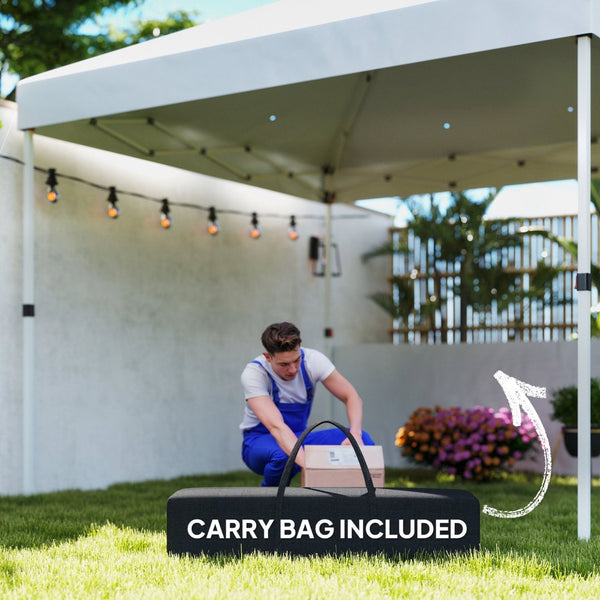 English Elm Outsunny 10x10 Pop up Canopy Uv50 Oxford Roof Adjustable Legs Wheeled Bag W2225P485603