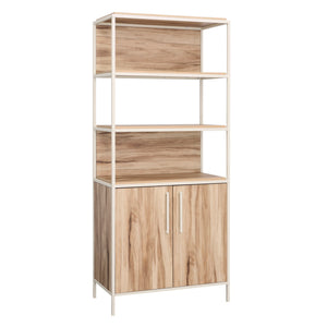 English Elm Bookcase With Doors - Versatile Brown-Finish Storage Solution For Modern Living Spaces & Offices B356P367797