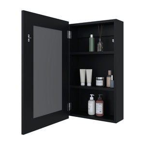 English Elm Wenge Wall-Mounted Medicine Cabinet With Full-Length Mirror & Ample Storage For Small Spaces B062P252183-GIGA