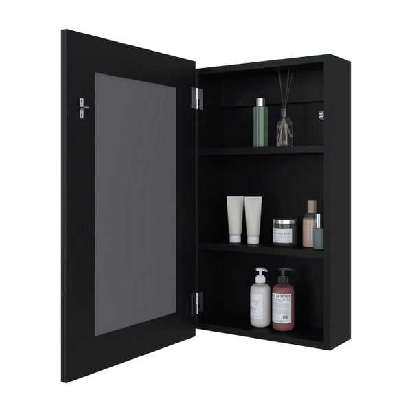 English Elm Wenge Wall-Mounted Medicine Cabinet With Full-Length Mirror & Ample Storage For Small Spaces B062P252183-GIGA