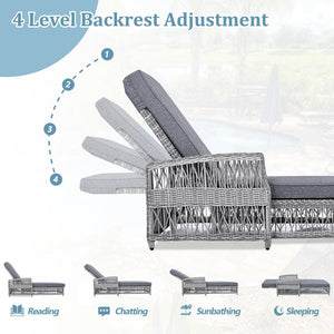 English Elm Go Outdoor Wicker Chaise Lounge Recliner with Ergonomic Armrests and Thick Cushion for Patio Grey N704P248780E