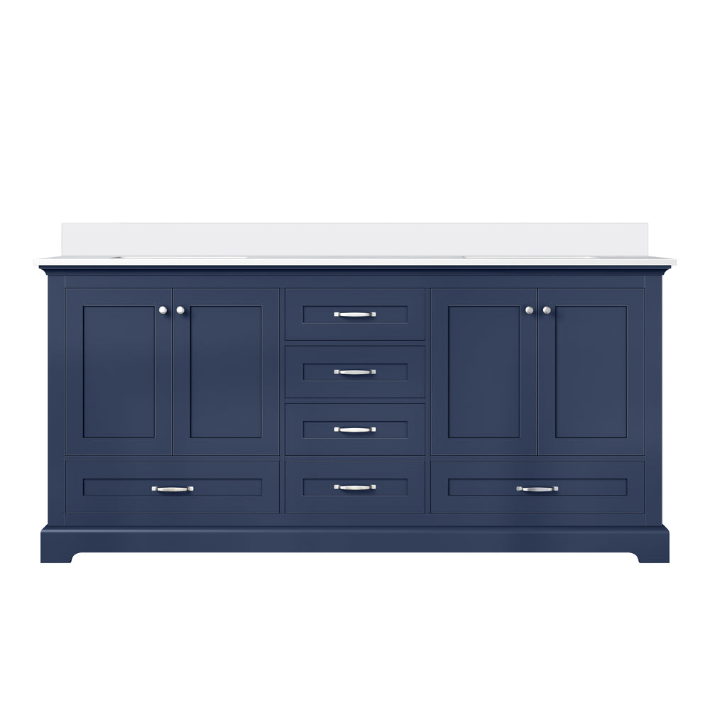 English Elm Navy Double Bath Vanity 72" W x 22" D with Cultured Marble Top, Solid Wood, Soft-Close Drawers, Storage B2731P258394