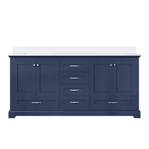English Elm Navy Double Bath Vanity 72" W x 22" D with Cultured Marble Top, Solid Wood, Soft-Close Drawers, Storage B2731P258394