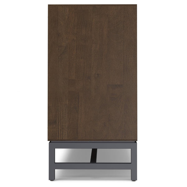 English Elm Banting Solid Wood Sideboard with Metal Frame Walnut Stain Three Door Dining Storage B136P439012