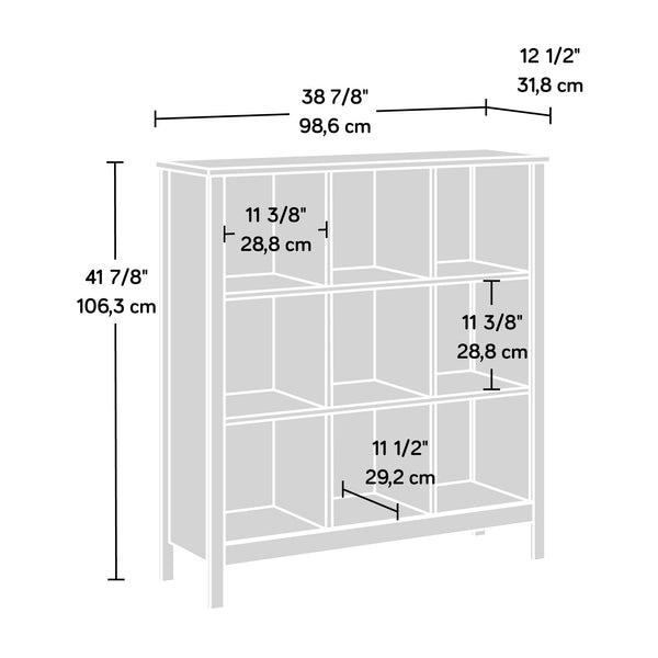 English Elm Bookcase, Sleek Black Finish With 9 Compartments – Perfect For Home Or Office Décor & Storage Solutions B356P402808