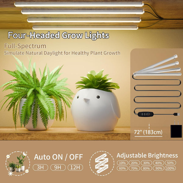 English Elm (Heart Shape) Plant Stand Indoor with LED Grow Lights, Tiered Metal Tree Shelf, Stylish Black/Walnut Decor W2641P323276