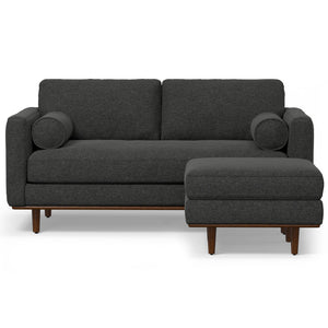 English Elm Morrison Mid-Century 72" Sofa with Ottoman Set — Eco-Friendly Recycled Fabric, Plush Feather Fill, Sturdy Craftsmanship Charcoal grey B136P199229
