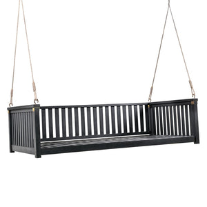 English Elm Topmax Acacia Wood Porch Swing Bed Sloped Frame Outdoor Lounger for Backyard Patio Black WF319383AAB