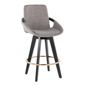English Elm Fixed-height Swivel Counter Stools with Faux Leather Seats and Chrome Footrest Set of 2 B202S01805