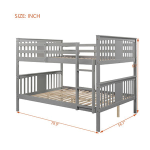 English Elm Full Over Bunk Bed Solid Pine Frame White Finish Converts to Two Beds LT000203AAE-1