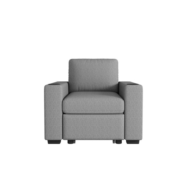 English Elm 101.2" Modular Chenille Sectional Sofa with Tufted Cushions and Deep Seating for Living Room Gray N719S001934E