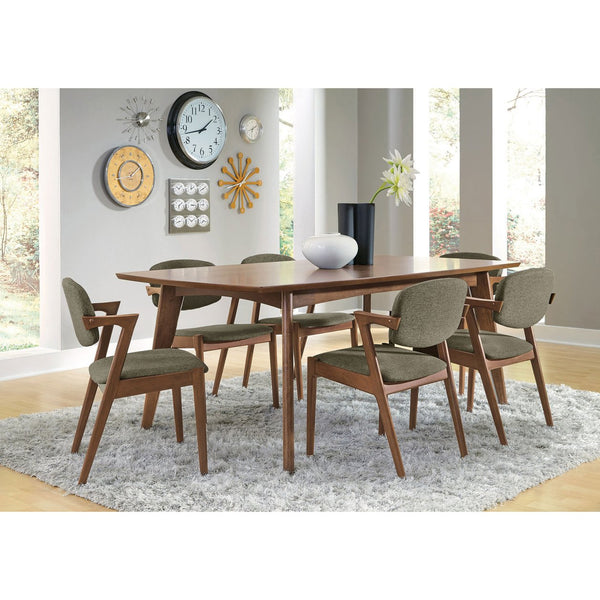 English Elm Marcella Mid-Century 7-Piece Dining Set in Dark Walnut with Angular Wood Chairs and Splayed Legs (Brown) B062S00889