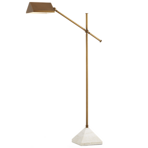 Repertoire Adjustable Brass Floor Lamp with White Marble Base - Modern Elegance for Your Space