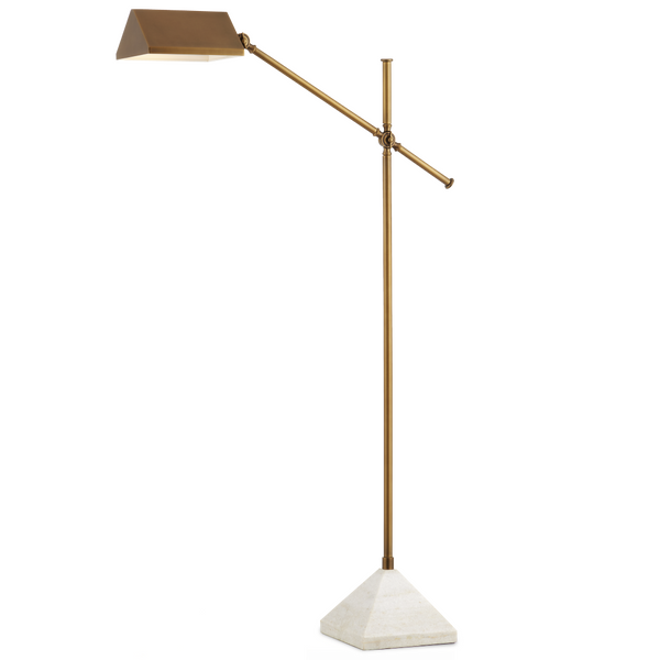 Repertoire Adjustable Brass Floor Lamp with White Marble Base - Modern Elegance for Your Space