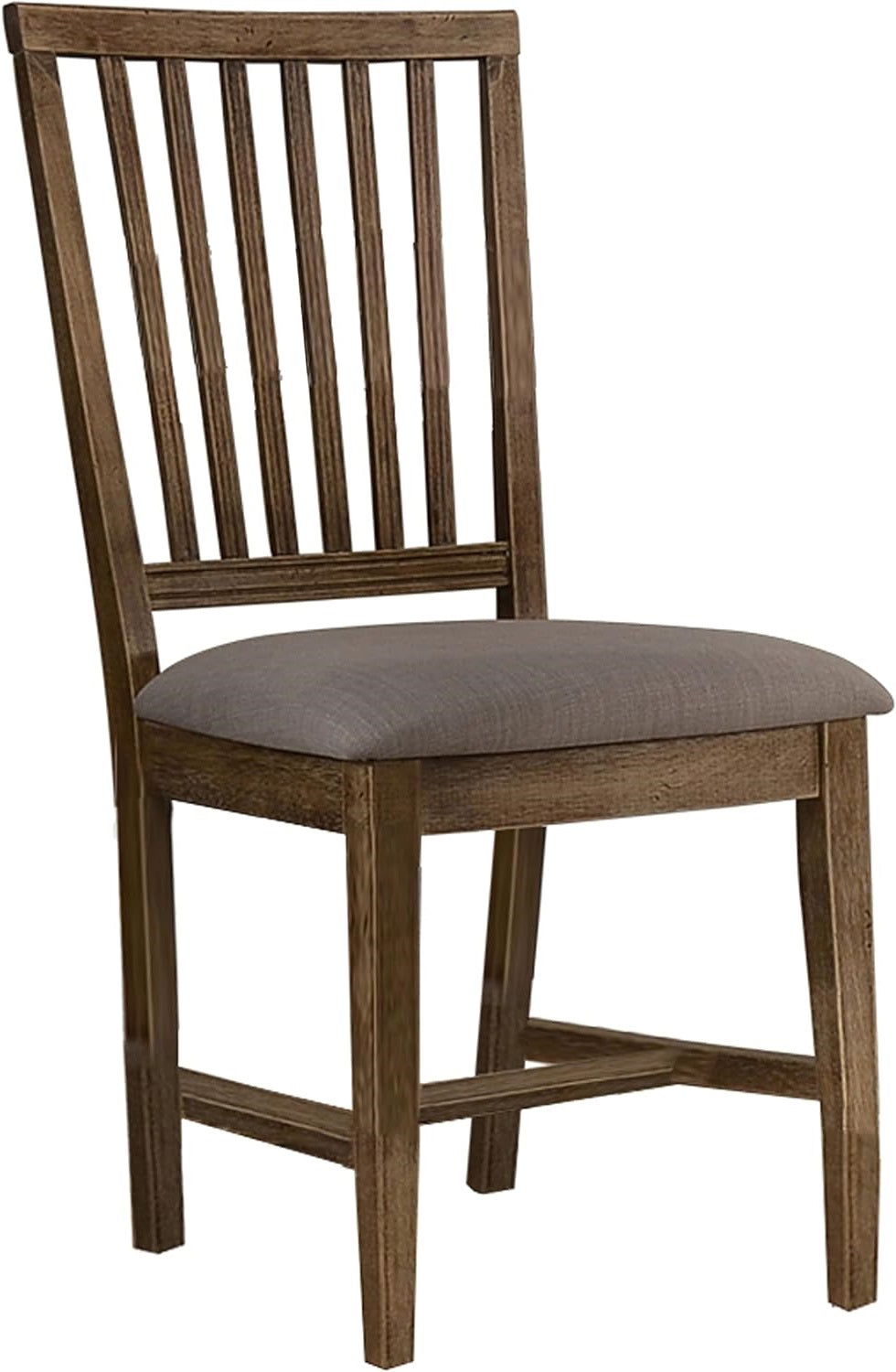 English Elm Natural Oak Wood Slat-Back Dining Chairs Set of 2 with Linen-Blend Padded Seats, Antique Finish, Cozy Style B011P353141