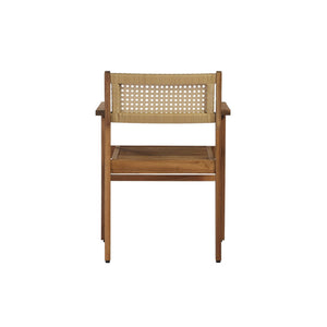 English Elm Dining Chair Set of 2 Wicker and Acacia Wood for Indoor or Covered Patio Use Natural Stained N776P381115N