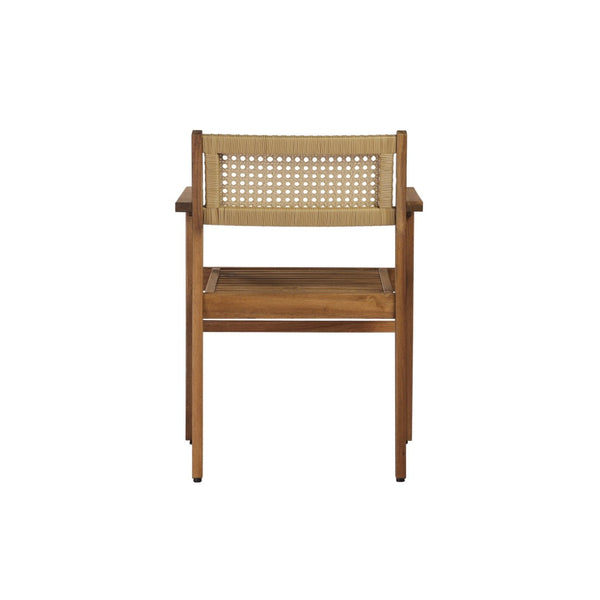 English Elm Dining Chair Set of 2 Wicker and Acacia Wood for Indoor or Covered Patio Use Natural Stained N776P381115N