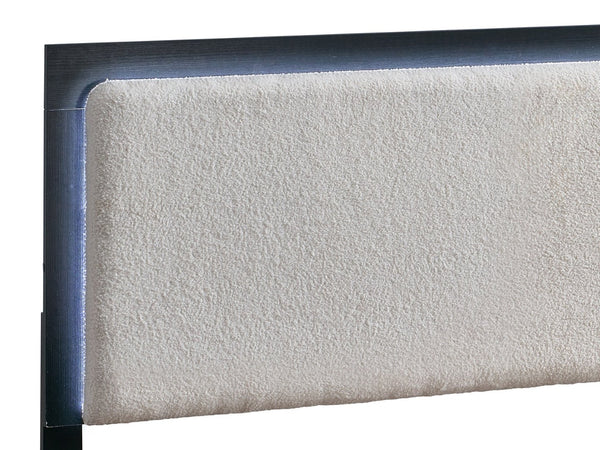 English Elm Steeler Full Panel Bed Led Backlit Headboard Teddy Upholstery Gold Accent Frame B078S00698
