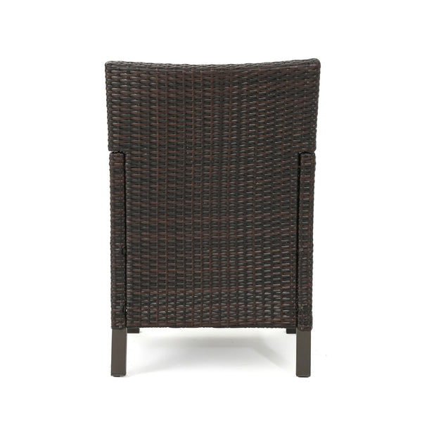 English Elm Christopher Knight Home® - CYPRESS Wicker Outdoor Dining Chair with Water-Resistant Cushion, Durable Weatherproof Patio Seating Brown Multi 32.5 L x 23.3 W x 14 H 61562.00MBRN