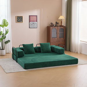 English Elm Floor Couch Convertible Sofa Bed With Pillow Back Support - Comfy Corduroy Lounge For Small Spaces W3723P345018