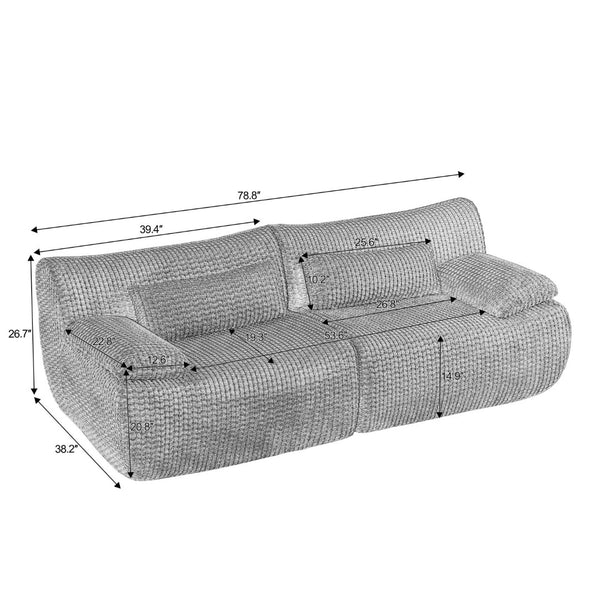 English Elm Loveseat Corduroy Cloud Couch Modular Boneless Sofa for Comfortable Living Room Lounging Brown W2339P461285