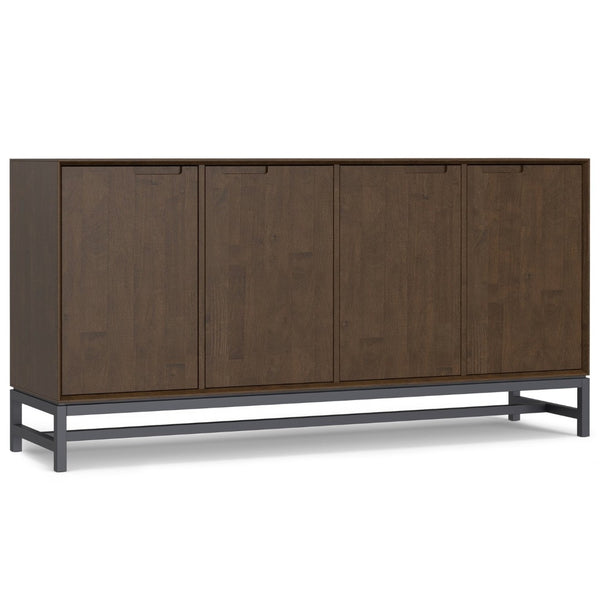 English Elm Banting Solid Wood Walnut Sideboard with Four Doors and Steel Base for Dining Rooms B136P439015