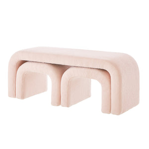 English Elm Set U-Shaped Modern Teddy Ottoman Bench Set of 3 — Versatile Entryway, Bedroom & Living Room Seating Pink W2186P282494