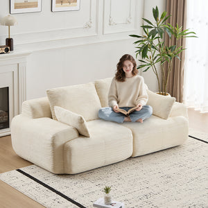 English Elm Modern Pet-Friendly Memory Foam Sectional Sofa - Compressed 2-Seater Loveseat In Soft Corduroy Beige W3723P346954