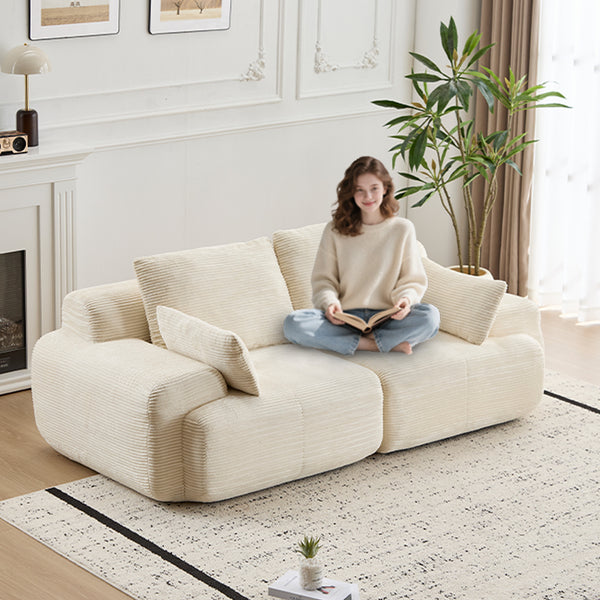 English Elm Modern Pet-Friendly Memory Foam Sectional Sofa - Compressed 2-Seater Loveseat In Soft Corduroy Beige W3723P346954