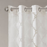 Madison Park Eden Modern/Contemporary Fretwork Burnout Sheer Curtain Panel MP40-3773 White