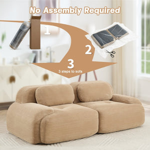 English Elm 82'' Curved Modular Sofa Corduroy Upholstered Two Seat Living Room Lounge Camel W714P323636