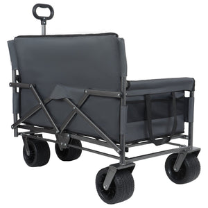 English Elm 3-in-1 Convertible Folding Utility Wagon with Bench Seat Carbon Steel Heavy Duty Gray W2932P312717
