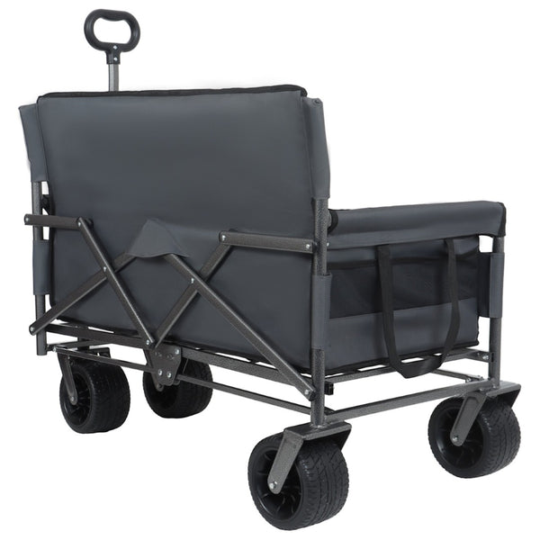 English Elm 3-in-1 Convertible Folding Utility Wagon with Bench Seat Carbon Steel Heavy Duty Gray W2932P312717
