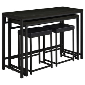 English Elm Klekner Black 4-Piece Counter Height Table Set with Nesting Tables & Stools, Space-Saving Chic Finish B062P353238