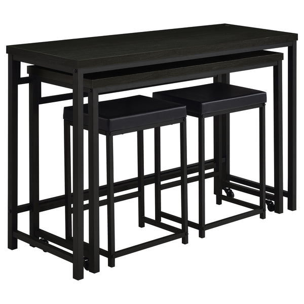 English Elm Klekner Black 4-Piece Counter Height Table Set with Nesting Tables & Stools, Space-Saving Chic Finish B062P353238