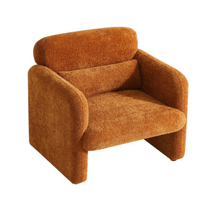 English Elm Best-selling Boucle Cloud Chair Curved Plush Upholstered Armchair with Lumbar Pillow Included Orange W1765P334055