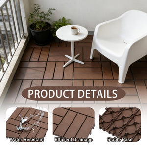 English Elm 11-pack Interlocking Wood Composite Deck Tiles Waterproof Snap Fit Patio Flooring W1578P352576