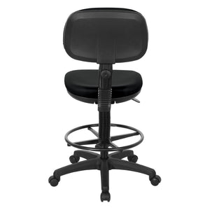 OSP Home Furnishings Sculptured Ergonomic Drafting Chair with Vinyl Upholstery for Studio and Lab Workspaces Dillon Black DC517V-R107