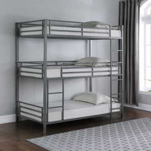 English Elm Rollins Gunmetal Triple Twin Bunk Bed – Heavy-Duty Steel Space-Saving 3-Tier Sleep Solution for Rooms B062P340742