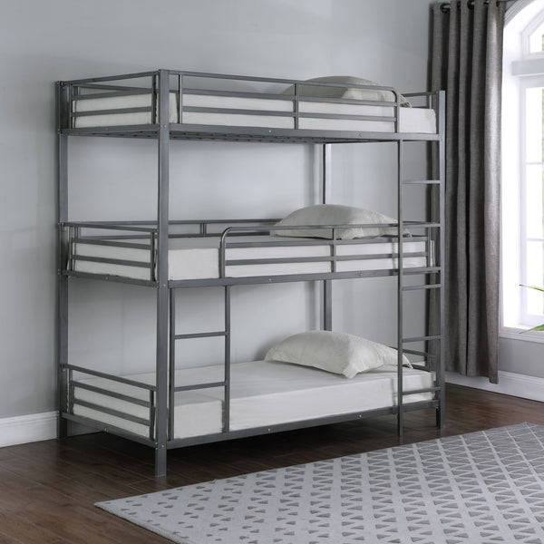 English Elm Rollins Gunmetal Triple Twin Bunk Bed – Heavy-Duty Steel Space-Saving 3-Tier Sleep Solution for Rooms B062P340742