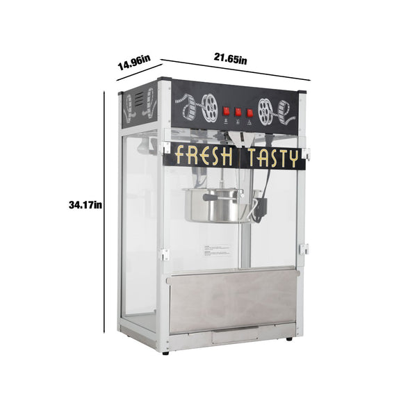 English Elm Commercial Retro Cinema Popcorn Machine 30 Oz Kettle 1650w for Parties and Theater Black W2841P337591