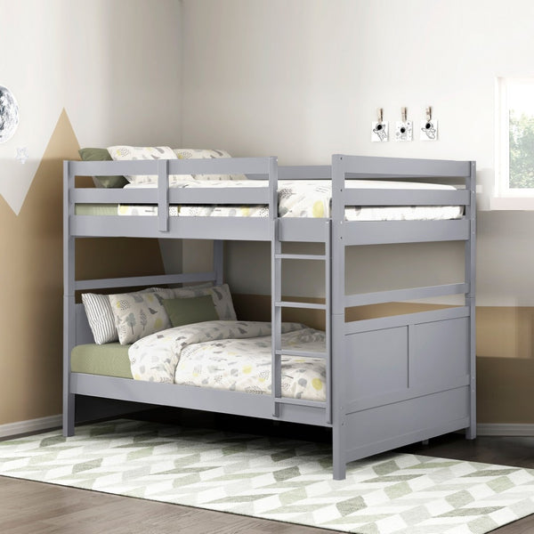 English Elm Bunk Bed Twin Over Solid Wood Frame with Guard Rails for Kids Shared Rooms Gray B011S02319