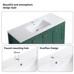 English Elm 48" Sage Bathroom Vanity with Ceramic Sink Mdf Cabinet Soft Close Doors Drawers Green W3133S00001