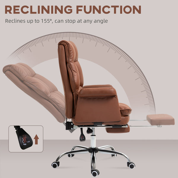 English Elm Homcom Ergonomic Executive Office Chair With Footrest, Pu Leather, Adjustable Recline & Swivel Design W2225P250009