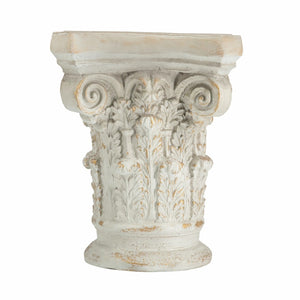English Elm 14x14x17.5" Ornate Column Pedestal with Scrollwork Gold Accents French Country Decor W2078P484427